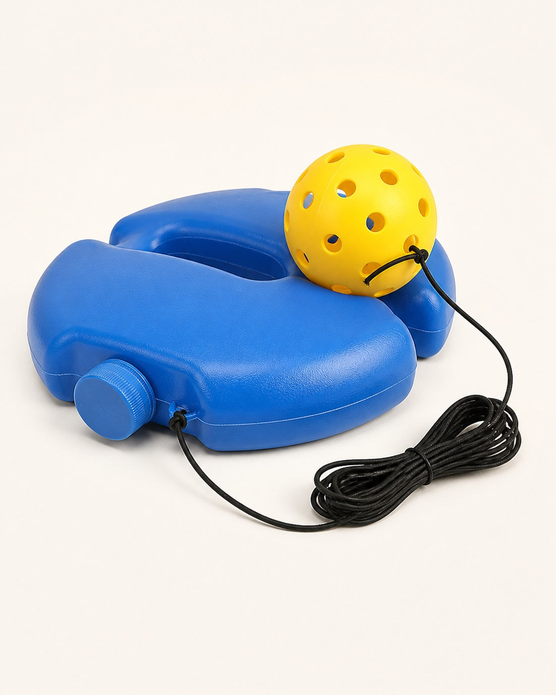 paddlivo Solo Trainer base, tether, and pickleball